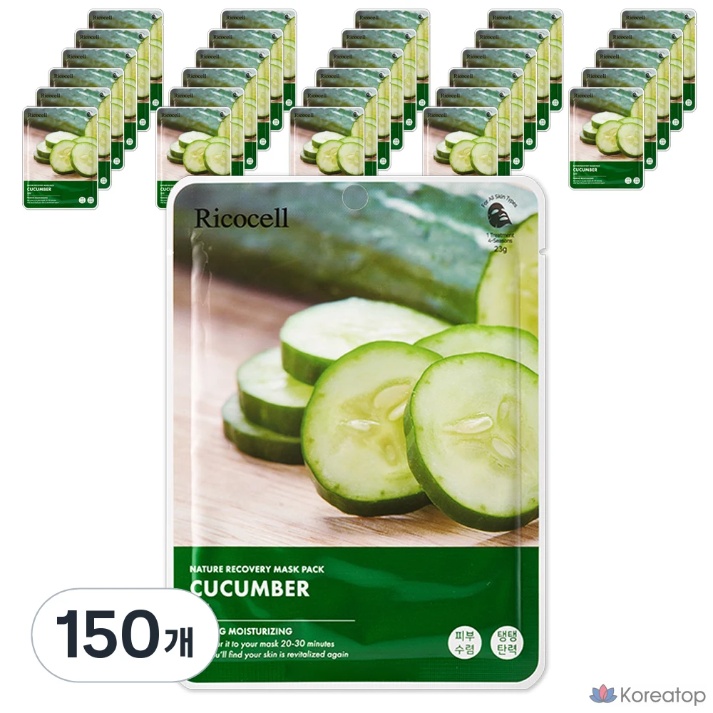 Тканевая маска для лица Ricocell Nature Recovery Mask Cucumber, 23 г, 150 шт.