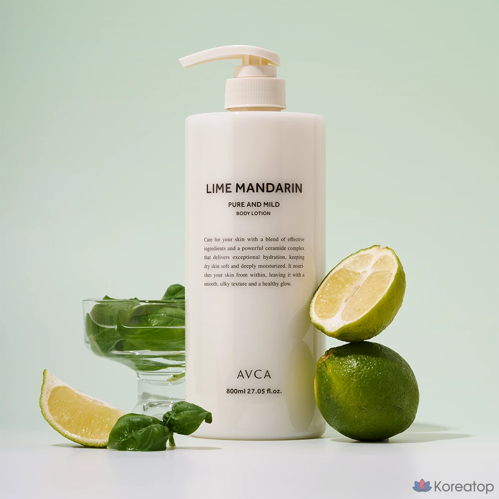 Лосьон для тела AVCA Pure & Mild Ceramide Body Lotion, аромат лайма и мандарина, 800 мл, 1 шт.