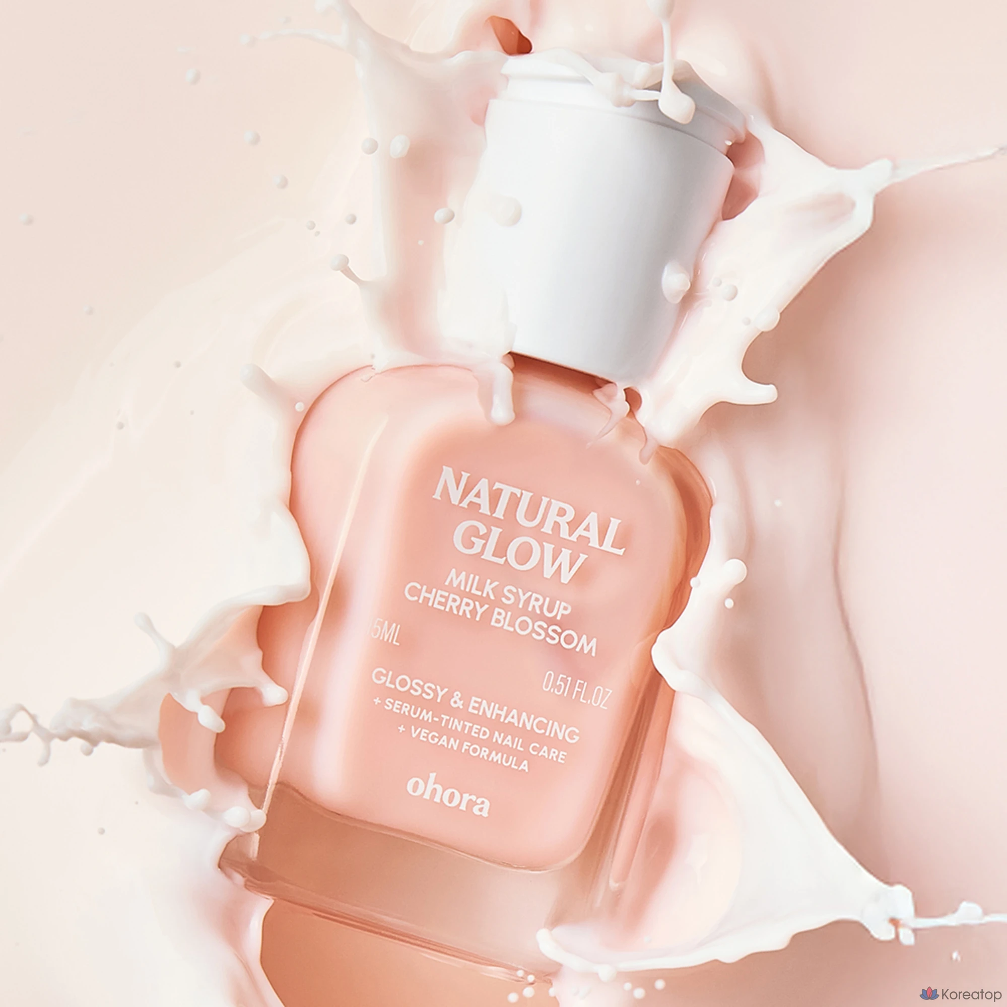 Укрепляющее покрытие для ногтей Ohora Natural Glow Milk Syrup Nail Strengthener Cherry Blossom, 15 мл, 1 шт.