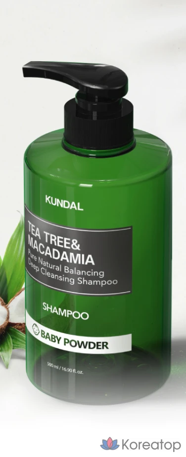 Шампунь Kundal Tea Tree &amp; Macadamia Deep Cleansing Shampoo, аромат Baby Powder, 500 мл, 1 шт.