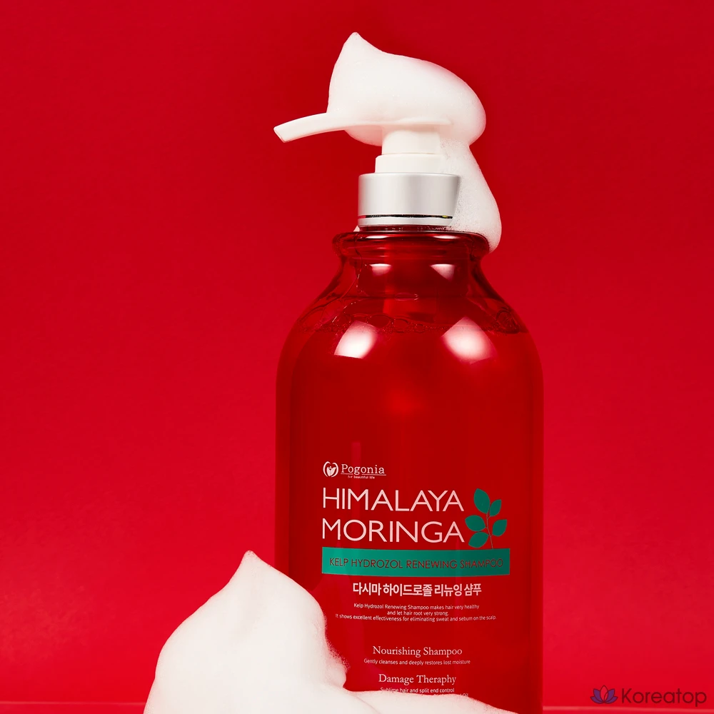 Шампунь Pogonia Himalaya Moringa Kelp Hydrozole Renewing, аромат розы, 1 л, 1 шт.