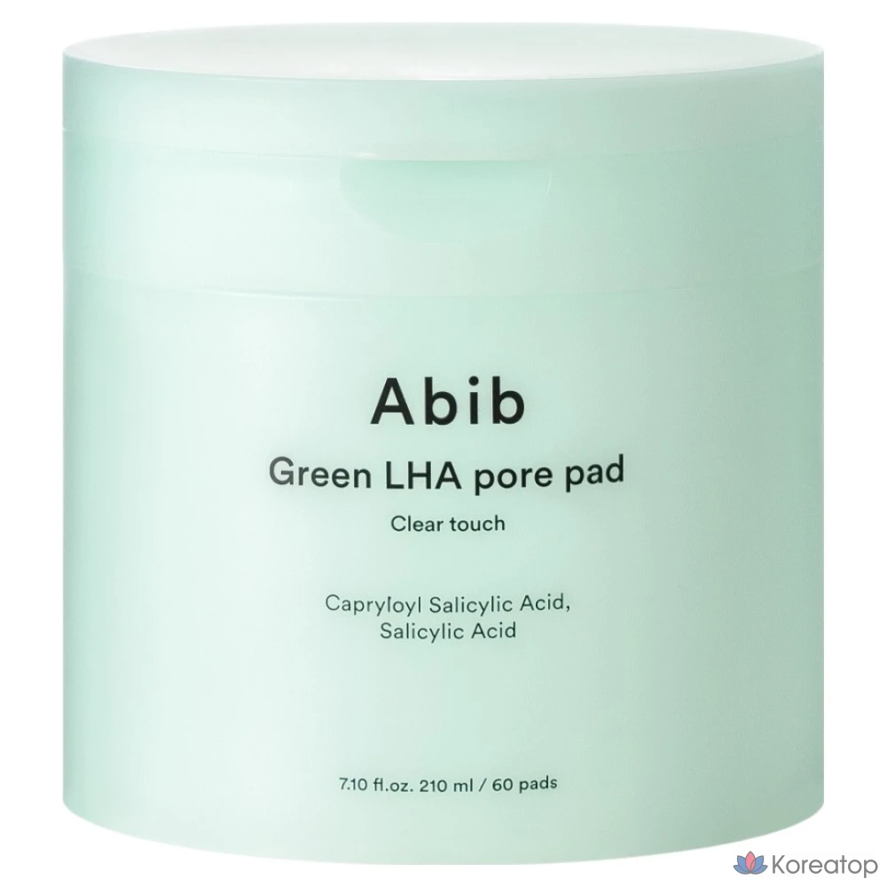 Пэды для лица Abib Green LHA Pore Clear Touch, 210 мл, 60 шт.