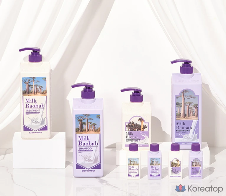 Набор для ухода Milk Baobab Bio Classe Baby Powder Shampoo + Treatment, 1000 мл x 2, 4 шт.