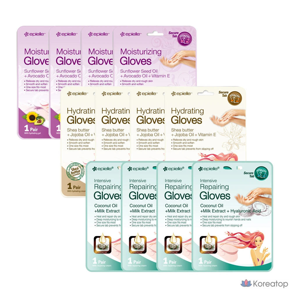 Тканевая маска для рук Epielle Hand Mask Pack Moisturizing 4p + Hydrating 4p + Intensive Repairing 4p, 60 шт., фото 3