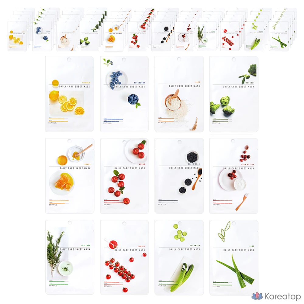 Тканевая маска для лица Eunyul Daily Care Sheet Mask 12 Types, 72 шт.