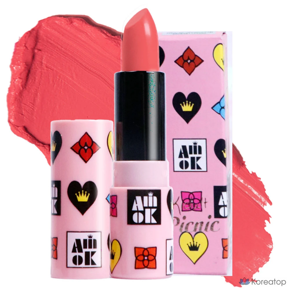 Губная помада YNM Amiok K-Turt Picnic Lipstick, оттенок S217 Funky Coral, 4 г, 1 шт.