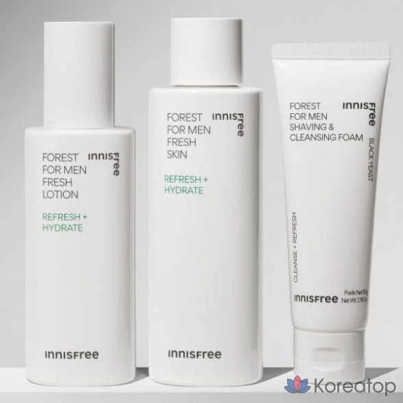 Набор для ухода Innisfree Forest for Men Fresh Skincare Set (Toner 180 мл + Lotion 140 мл + Shaving & Cleansing Foam 50 г), 3 шт., фото 4