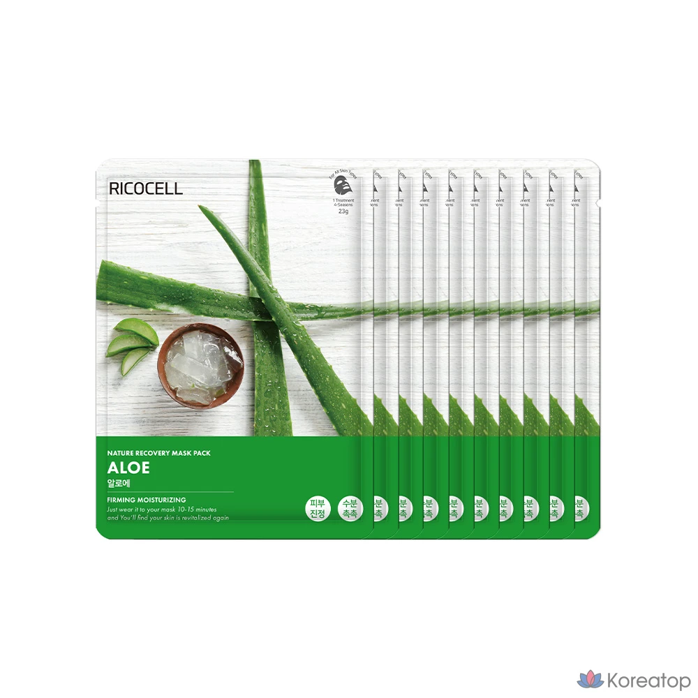 Тканевая маска для лица Ricocell Nature Recovery Aloe Mask, 23 г, 50 шт.