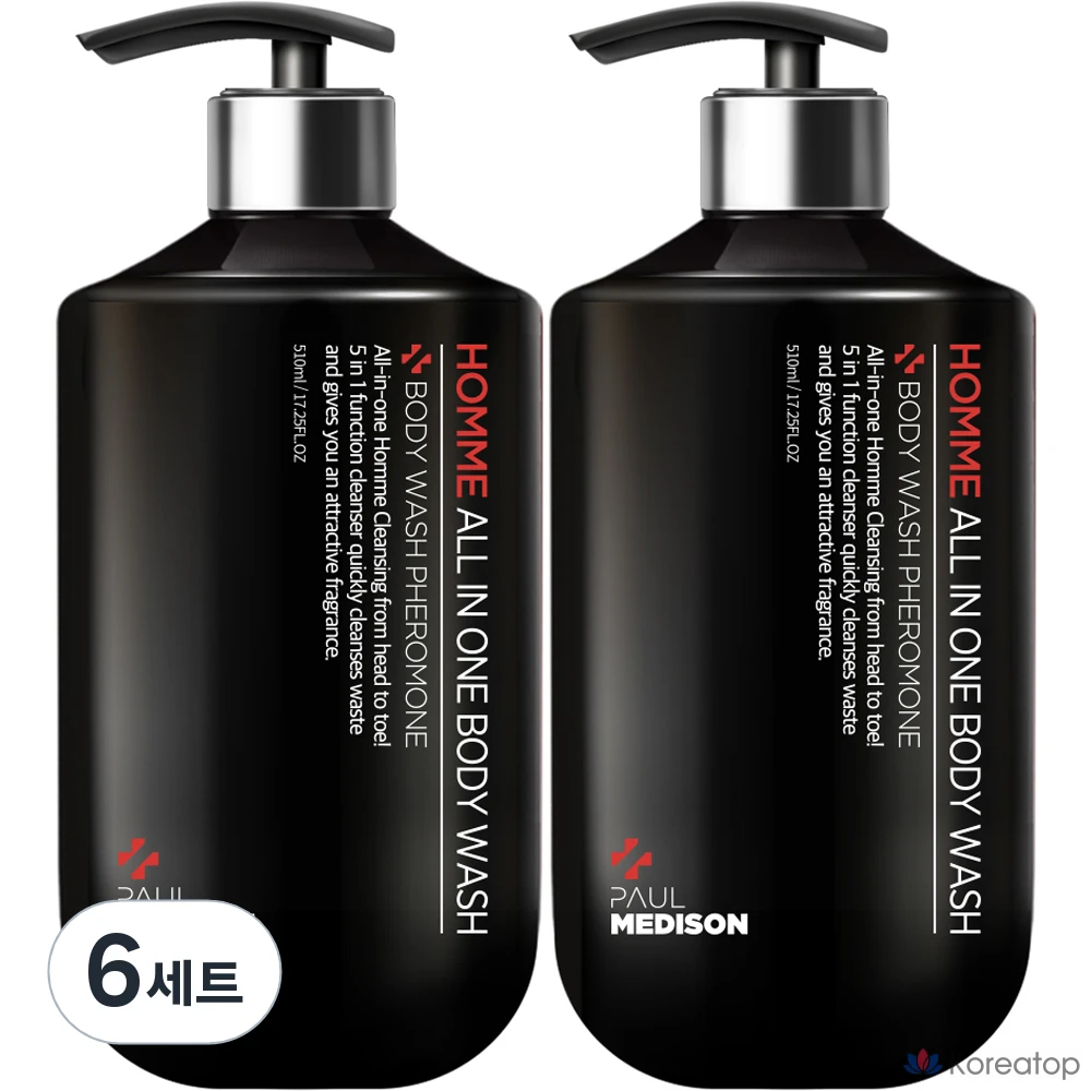 Гель для душа PAUL MEDISON Homme All-in-One Body Wash Pheromone, 510 мл, 6 шт.