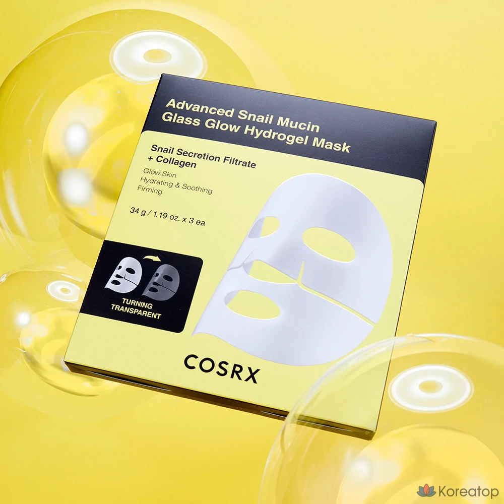 Тканевая маска для лица COSRX Advanced Snail Mucin Glass Glow Hydrogel Mask, 9 шт., фото 2
