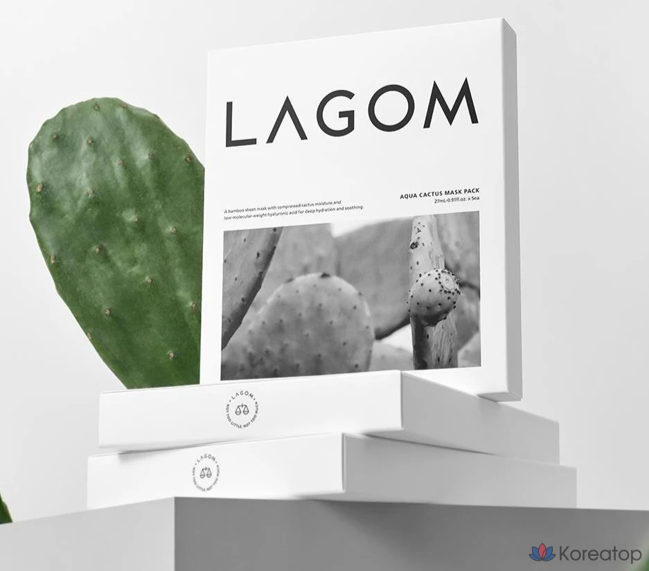 Тканевая маска для лица LAGOM Aqua Cactus Mask Pack, 15 шт., фото 2