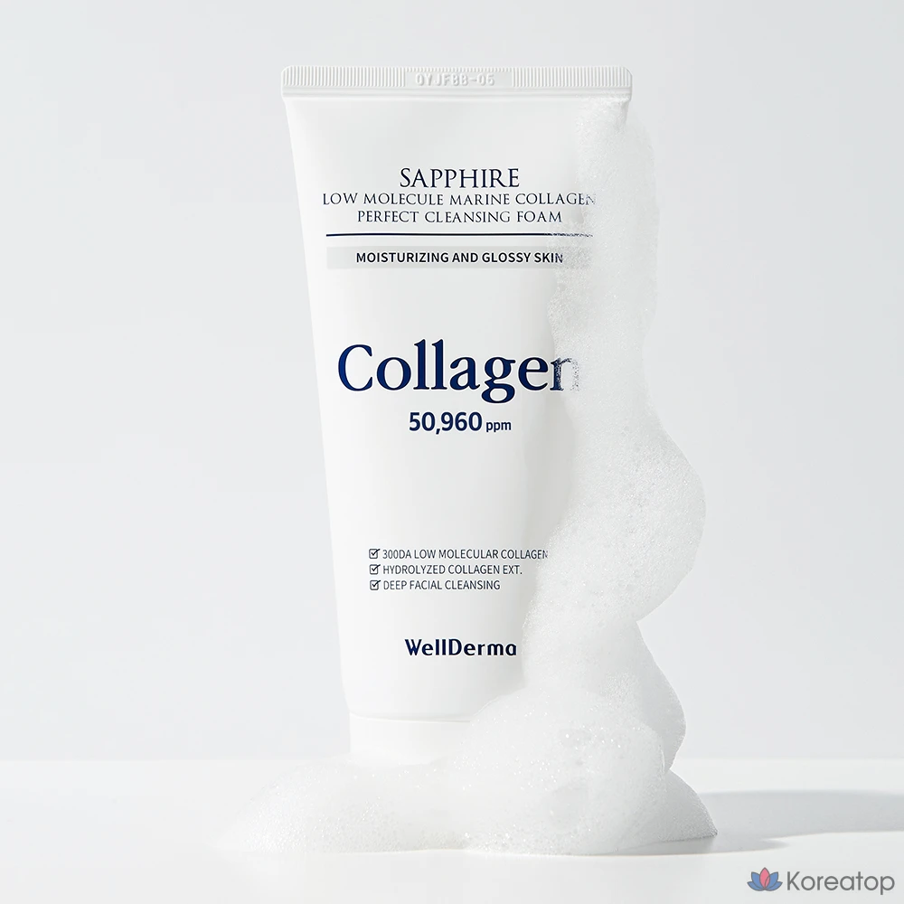 Очищающая пенка WellDerma Sapphire Low Molecular Marine Collagen Perfect Cleansing Foam, 150 г, 1 шт.