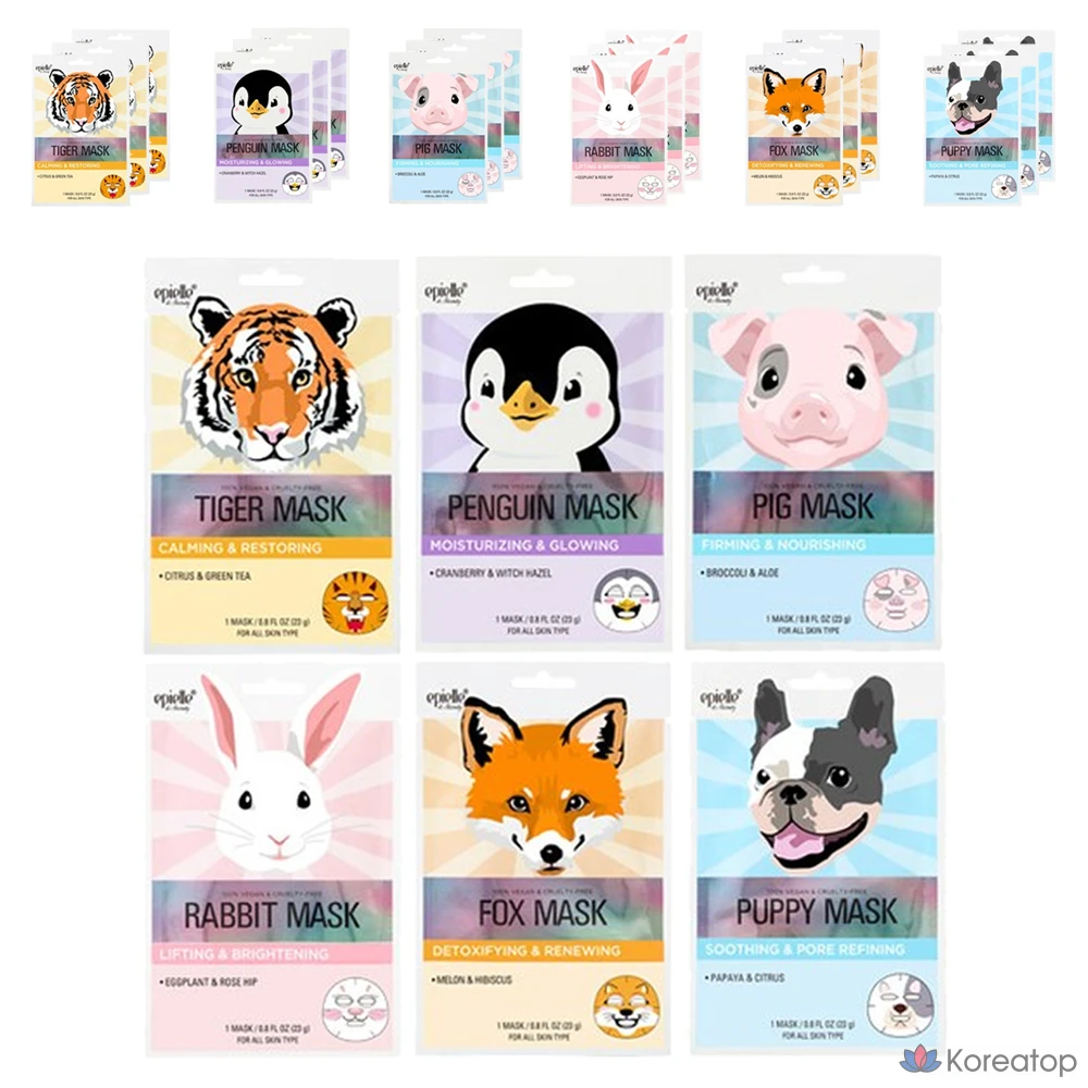 Набор для ухода Epielle New Animal Character Mask 6-piece Set, 4 шт.