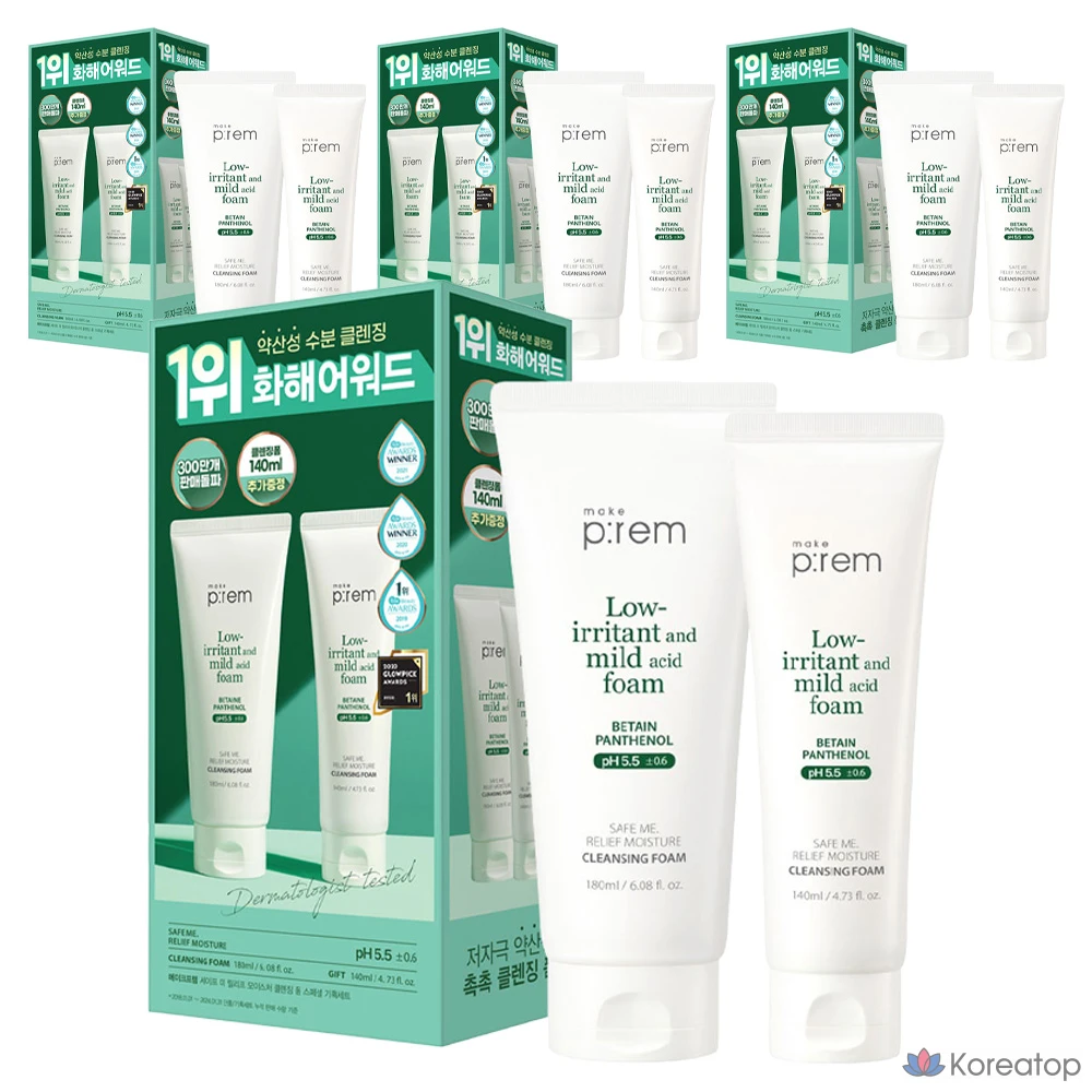 Очищающая пенка MAKE P:REM Safe Me Relief Moisture Cleansing Foam Special Set, 180 мл, 4 шт.