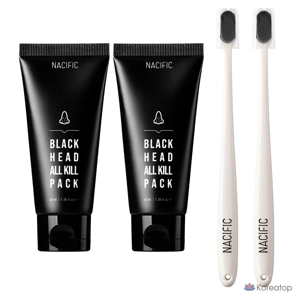 Набор для ухода NACIFIC Blackhead All-Kill Wash-off Mask Pack Nose Pack + All-Kill Brush, 2 шт.