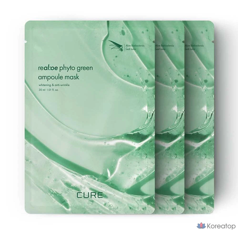 Тканевая маска для лица KIM JEONG MOON Aloe La Sense Roe Cure Realoe Phyto Green Ampoule Mask, 10 шт.