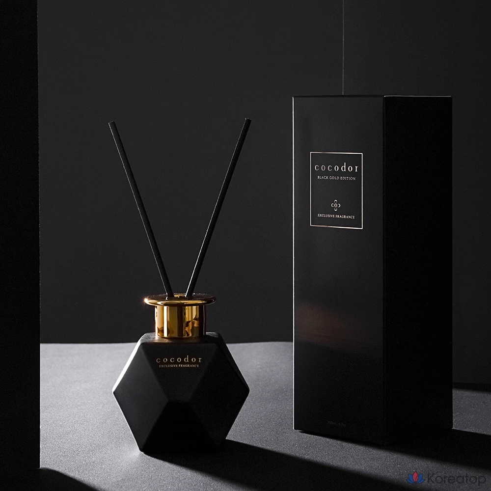 Диффузор для дома Cocodor Black Gold Edition Set (2 шт.) + мыльные цветы на палочках, аромат Pure Cotton, 400 мл, 1 шт., фото 5