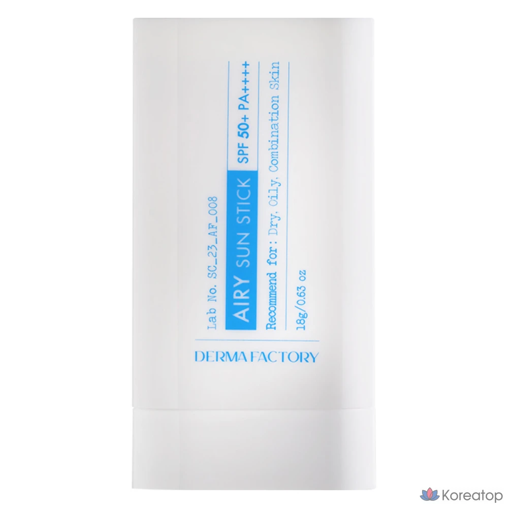 Солнцезащитный стик Derma Factory Airy Sun Stick SPF50+ PA++++, 18 г, 1 шт.