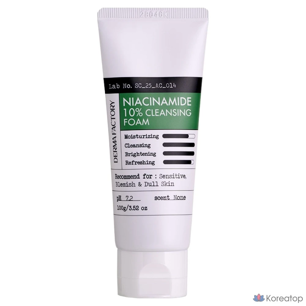 Очищающая пенка Derma Factory Niacinamide 10% Cleansing Foam, 100 г, 1 шт.
