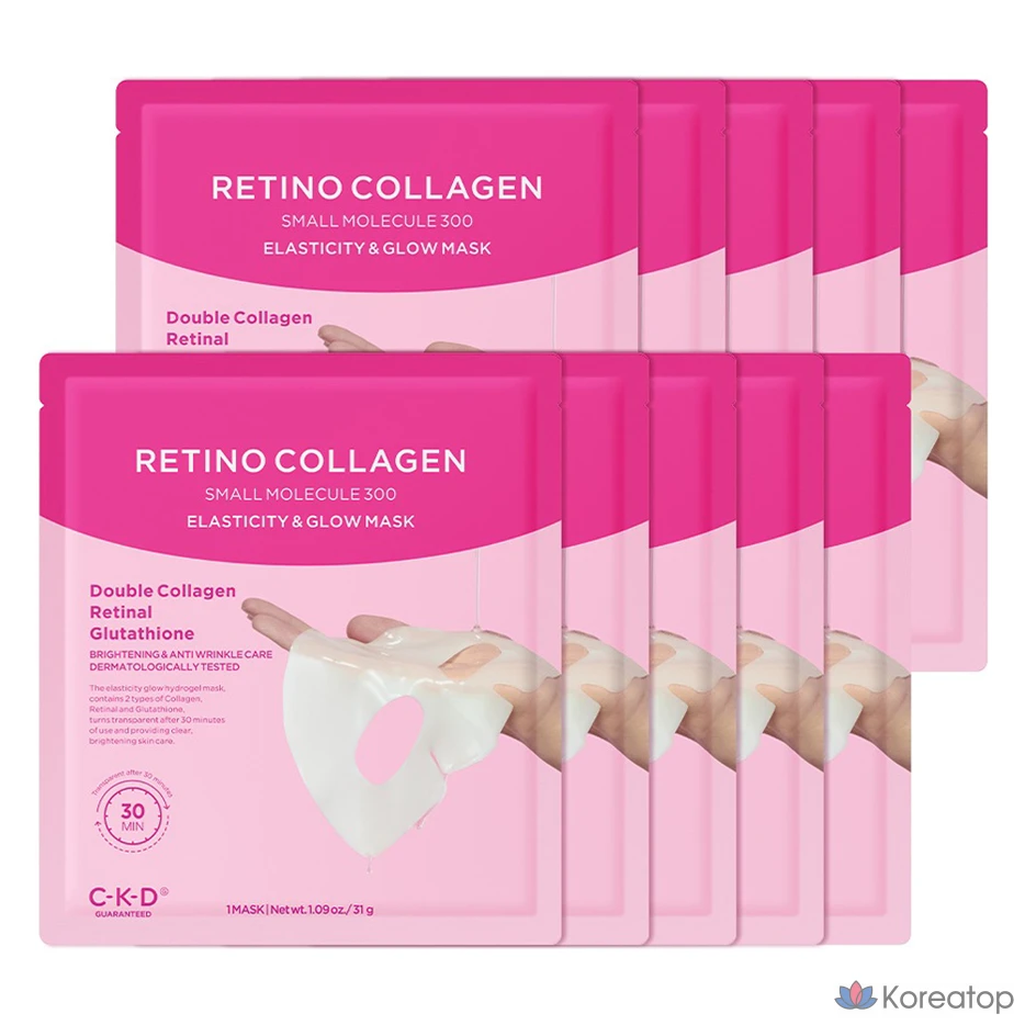 Тканевая маска для лица CKD Jonggeundang Health Retino Collagen Low Molecular 300 Elasticity Glow Mask, 10 шт.
