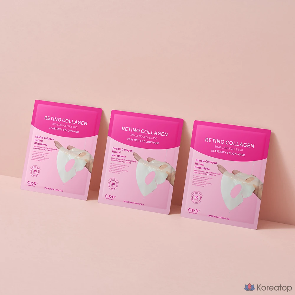 Тканевая маска для лица CKD Jonggeundang Health Retino Collagen Low Molecular 300 Elasticity Glow Mask, 10 шт., фото 2
