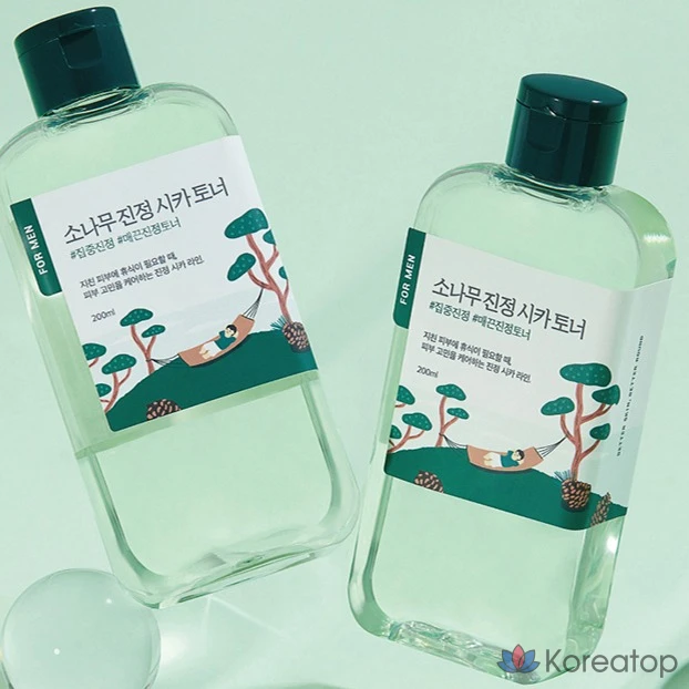 Набор для ухода Round Lab For Men Pine Cica Toner + Lotion 3-piece Set, 3 шт., фото 9
