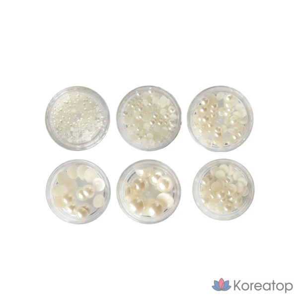 Набор для ухода Wonjin Funny Nail Pearl Stone 6-piece Set, оттенок Half Pearl, 1 шт.