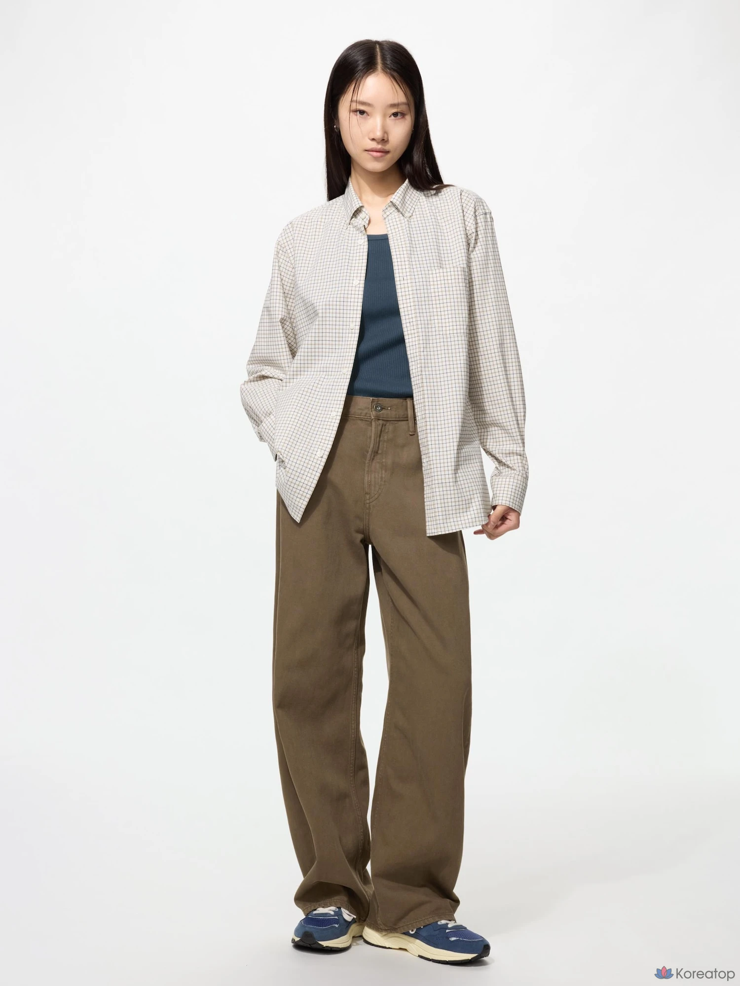 Рубашка Uniqlo Broadcloth Shirt Button-Down Collar Check B