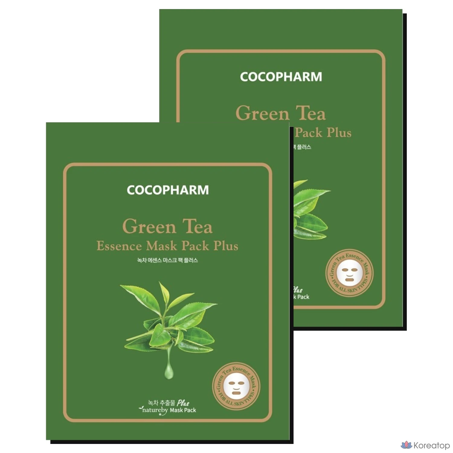 Тканевая маска для лица Natureby Cocopharm Essence Mask Plus Green Tea, 25 г, 100 шт.