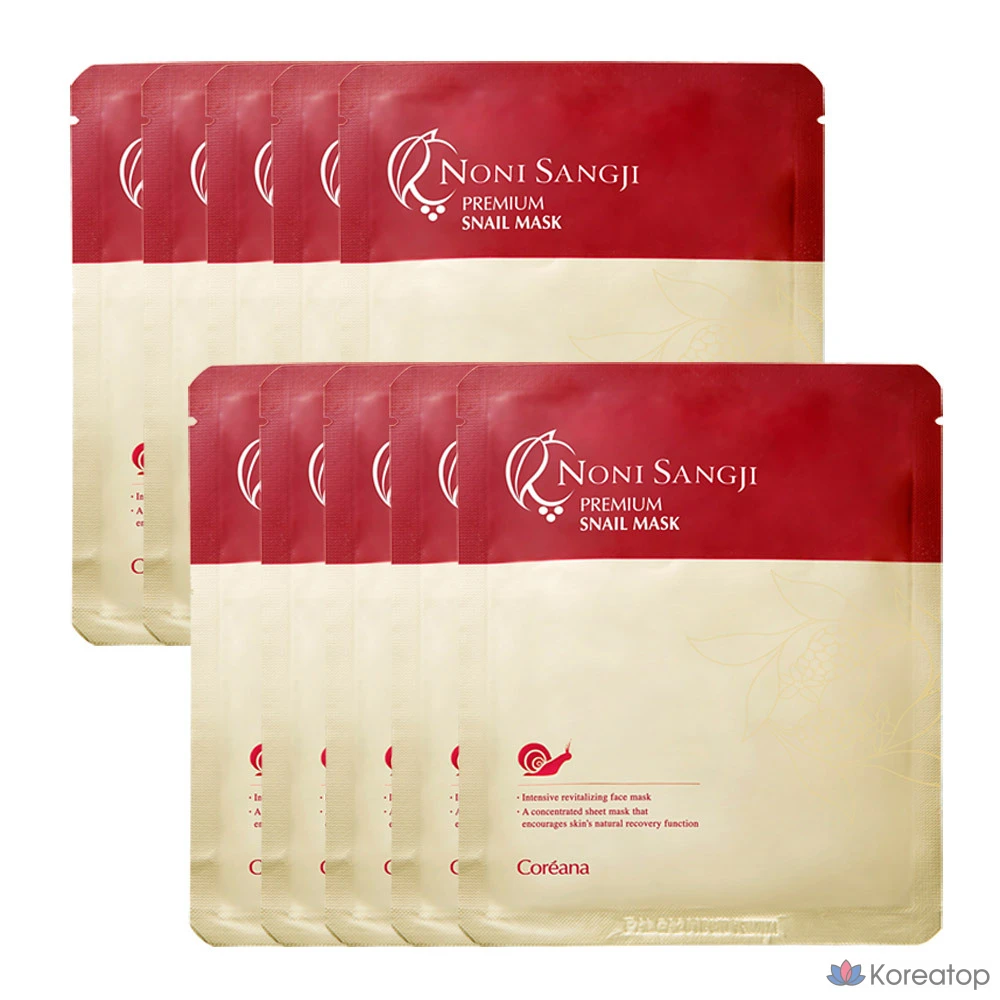 Тканевая маска для лица Coreana Noni Sangji Premium Snail Mask, 10 шт.