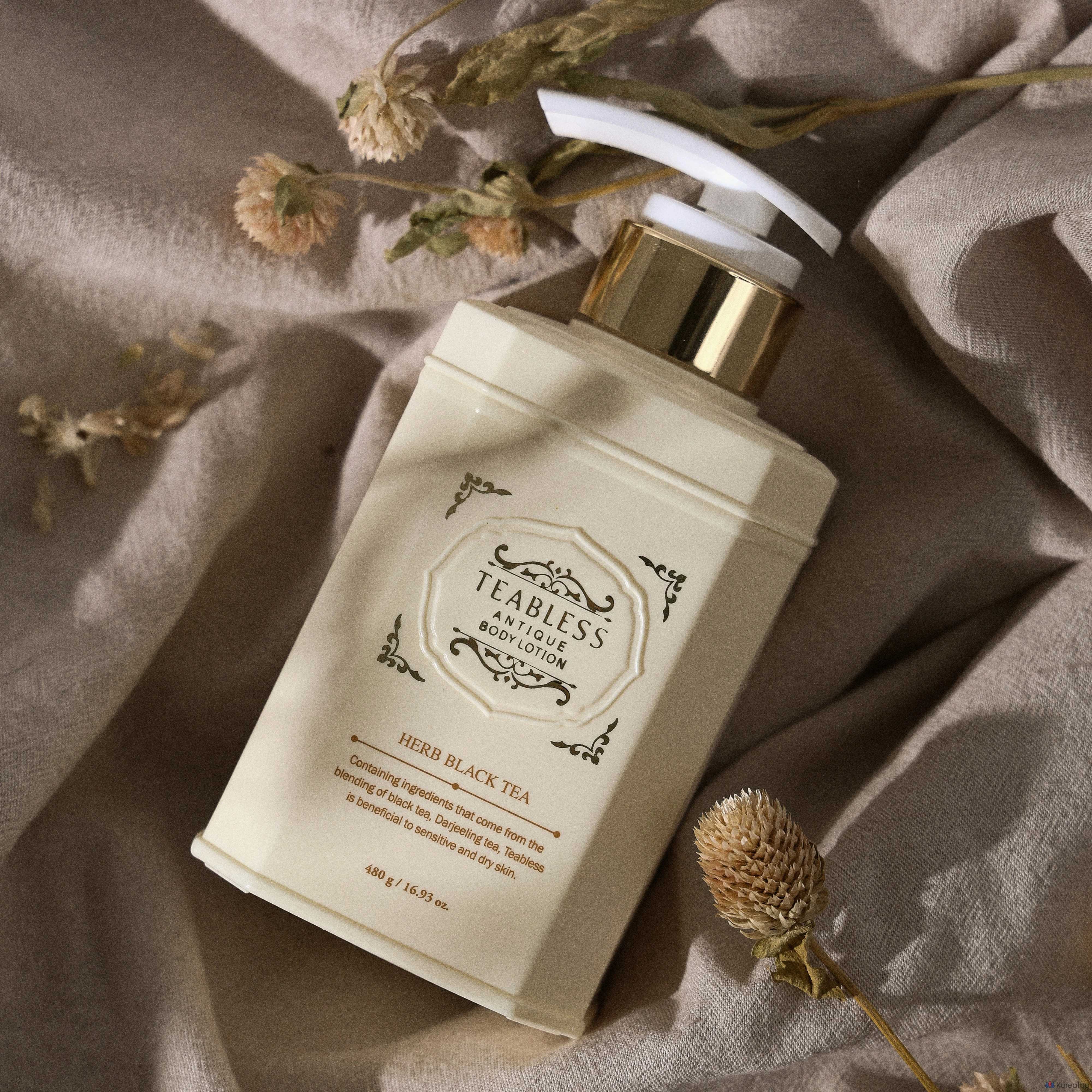 Лосьон для тела TEABLESS Antique Body Lotion Herb Black Tea, 480 г, 1 шт.