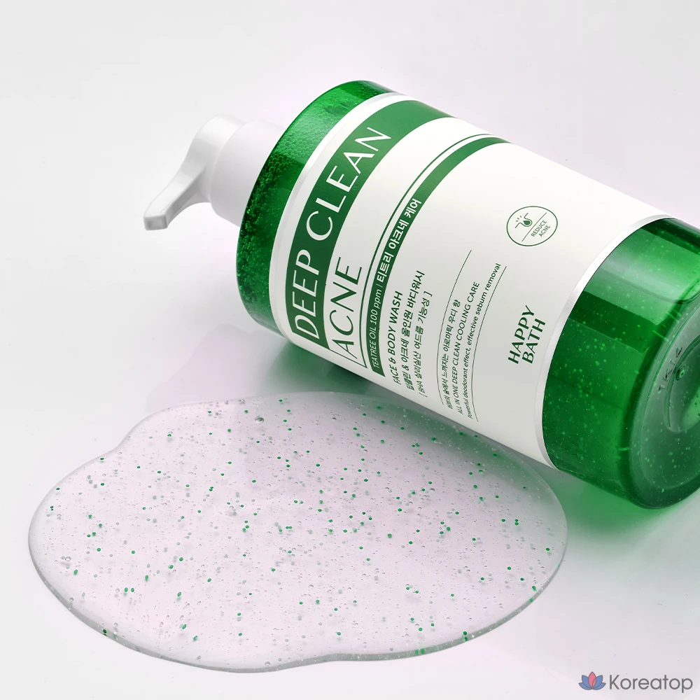 Гель для душа Happy Bath Deep Clean Tea Tree Acne Care All-in-one Body Wash Aromatic Woody, 900 г, 1 шт.
