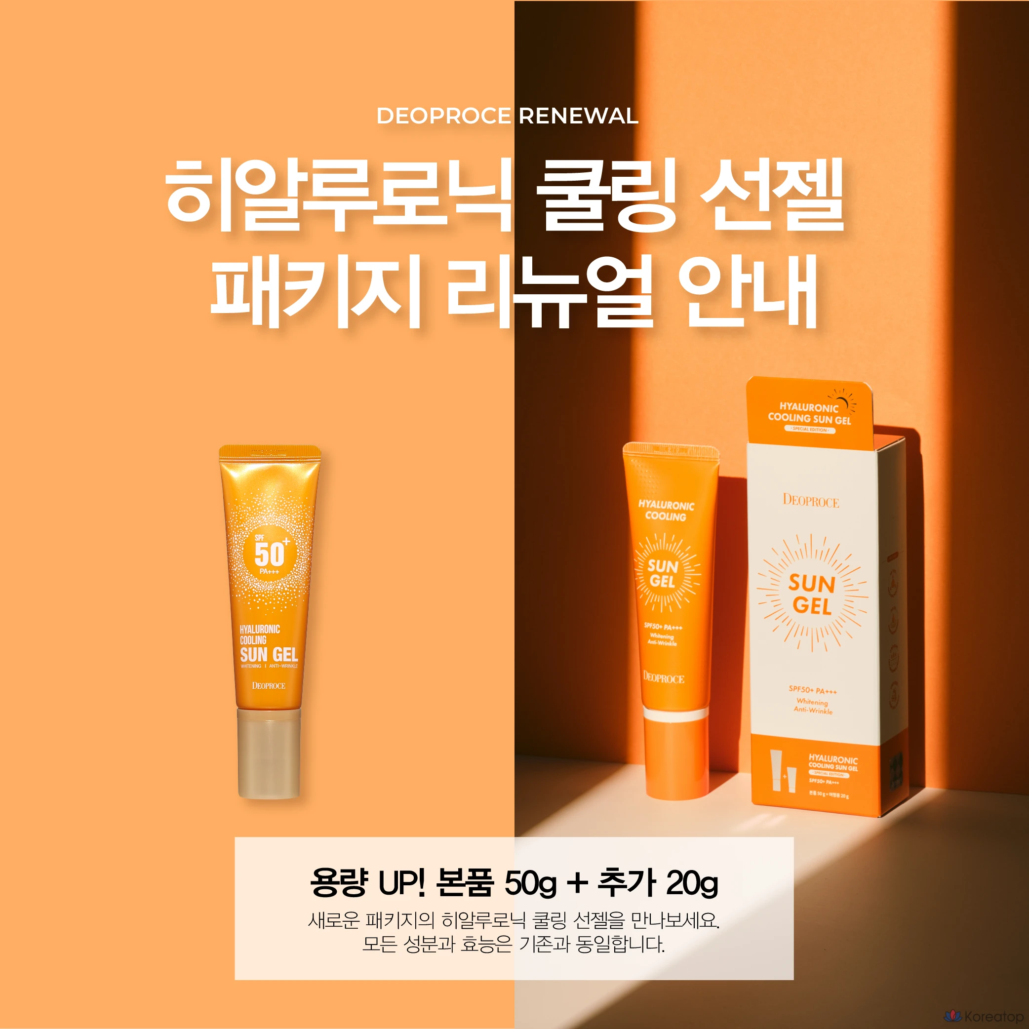 Солнцезащитный гель Deoproce Hyaluronic Cooling Sun Gel Special Edition SPF50+ PA+++, 70 г, 1 шт., фото 4