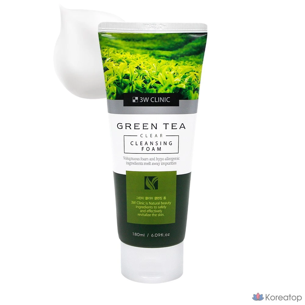 Пенка для умывания 3W Clinic Green Tea Cleansing Foam, 180 мл, 1 шт., фото 4