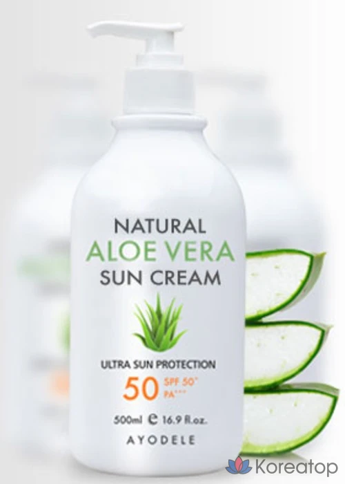 Солнцезащитный крем AYODELE Natural Aloe Vera Sun Cream SPF50+ PA+++, 500 мл, 1 шт.