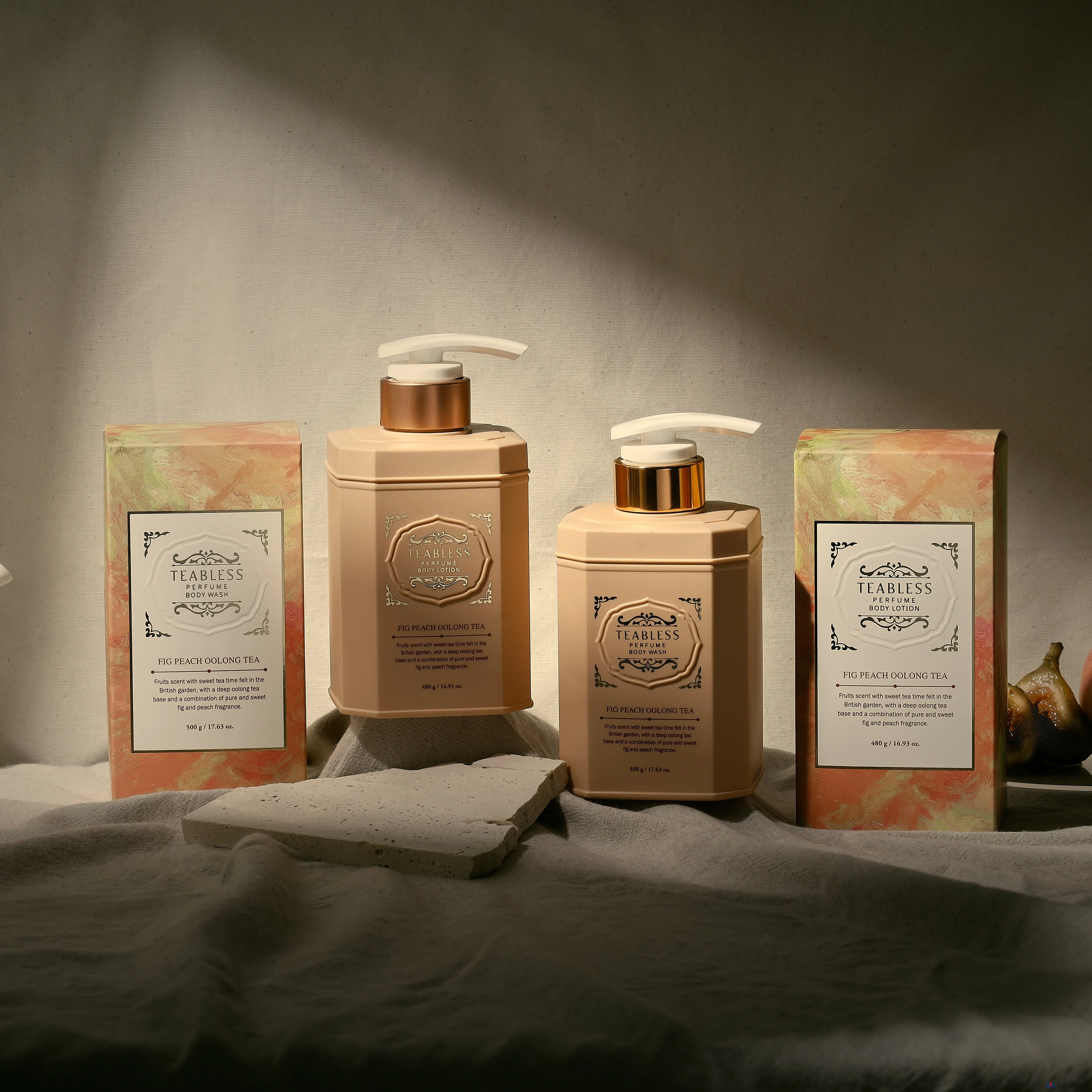 Набор для ухода TEABLESS Perfume Body Lotion + Body Wash + Gift Box Set, аромат Oolong Tea Fig Peach, 1 шт.