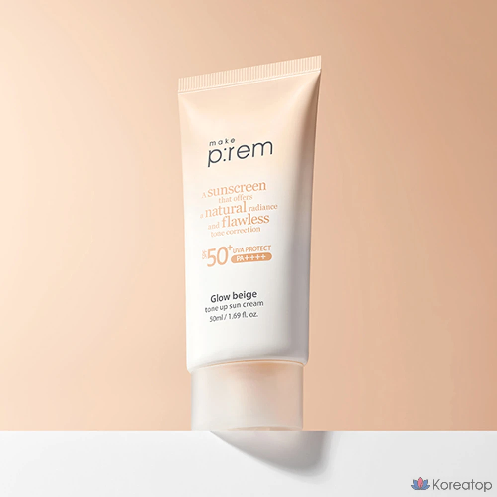 Солнцезащитный крем MAKE P:REM Glow Beige Tone-Up Sun Cream, 50 мл, 1 шт.