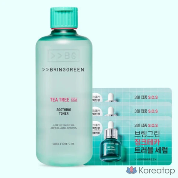 Тонер Bring Green Tea Tree Cica Soothing Toner, 500 мл, 1 шт.
