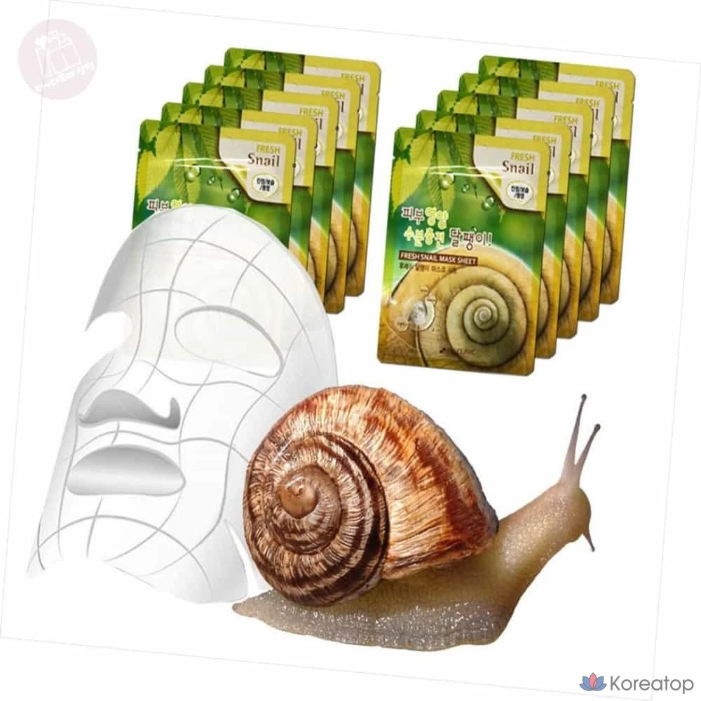 Тканевая маска для лица 3W Clinic Snail High Adhesion Mask Sheet, 10 шт., фото 4