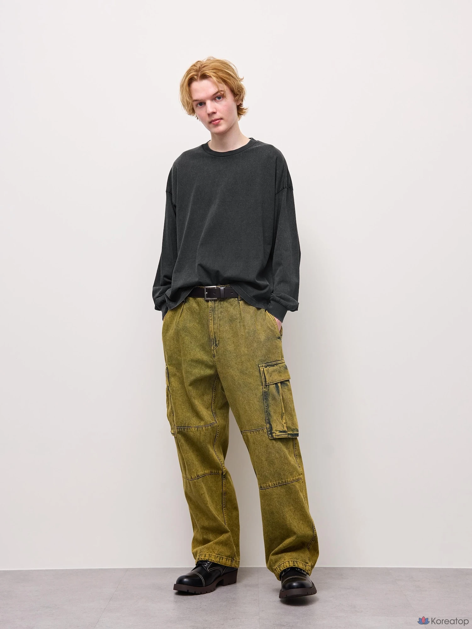 Футболка Uniqlo Washed Cotton Boxy T-Shirt Long Sleeve