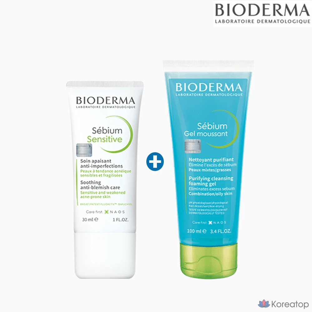 Крем Bioderma Sebium Sensitive, 30 мл + Гель для умывания, 100 мл, 1 шт.