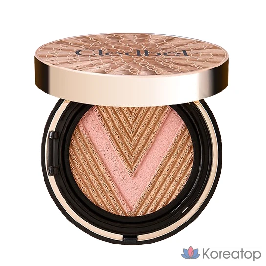 Кушон Cledbel Glow Power Lift V Cushion, оттенок 23 Natural Gold Beige + Rose Gold, 13 г + refill, 1 шт.