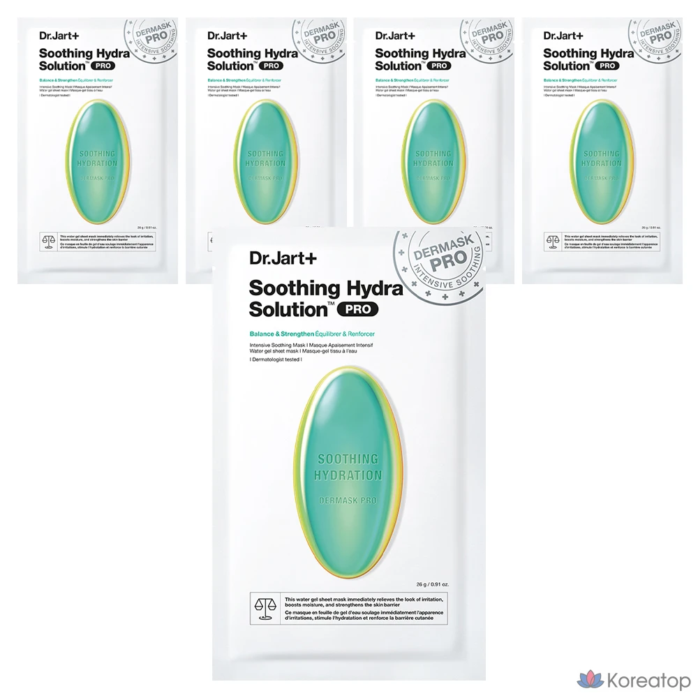 Тканевая маска для лица Dr. Jart+ Dermask Soothing Hydra Solution Pro Sheet Mask, 26 г, 5 шт.