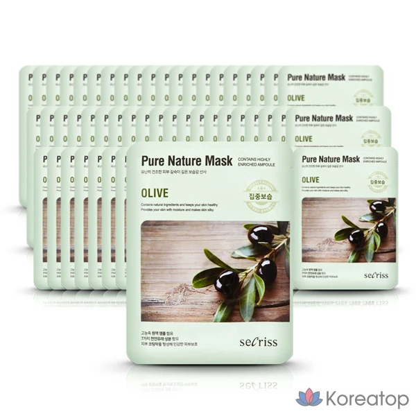 Тканевая маска для лица Anskin Daily 1-Pack Sea Cress Pure Nature Mask - Olive, 25 мл, 60 шт.