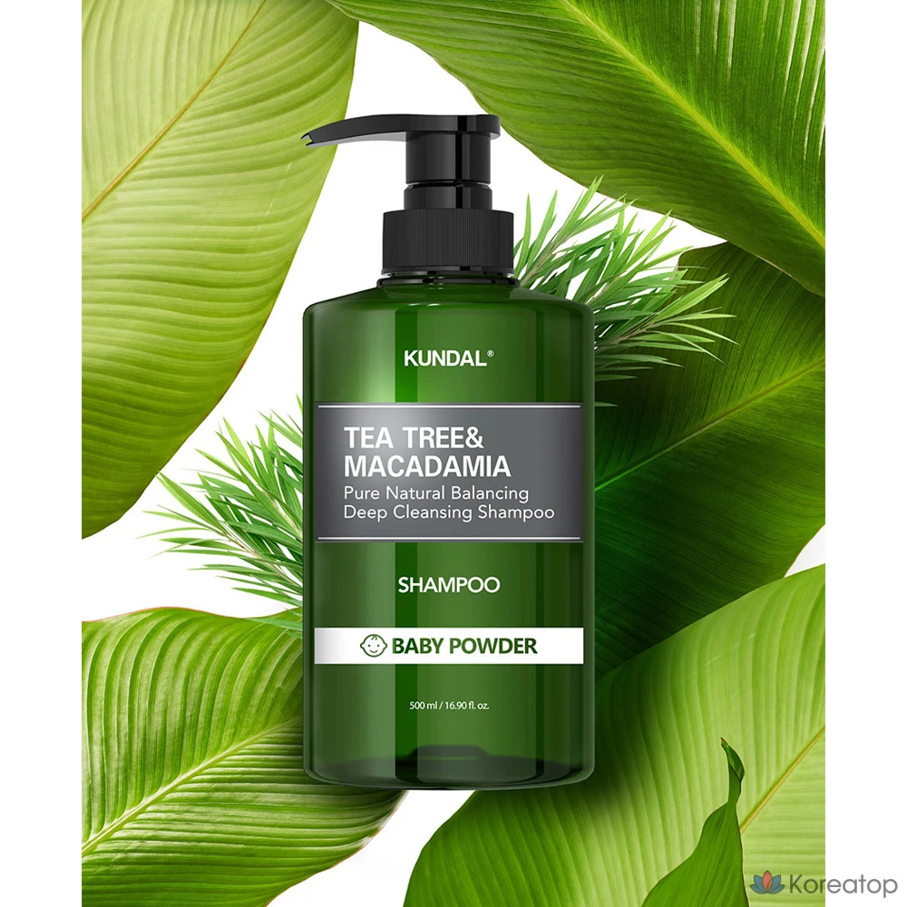 Шампунь Kundal Tea Tree &amp; Macadamia Deep Cleansing Shampoo, аромат Baby Powder, 500 мл, 1 шт.