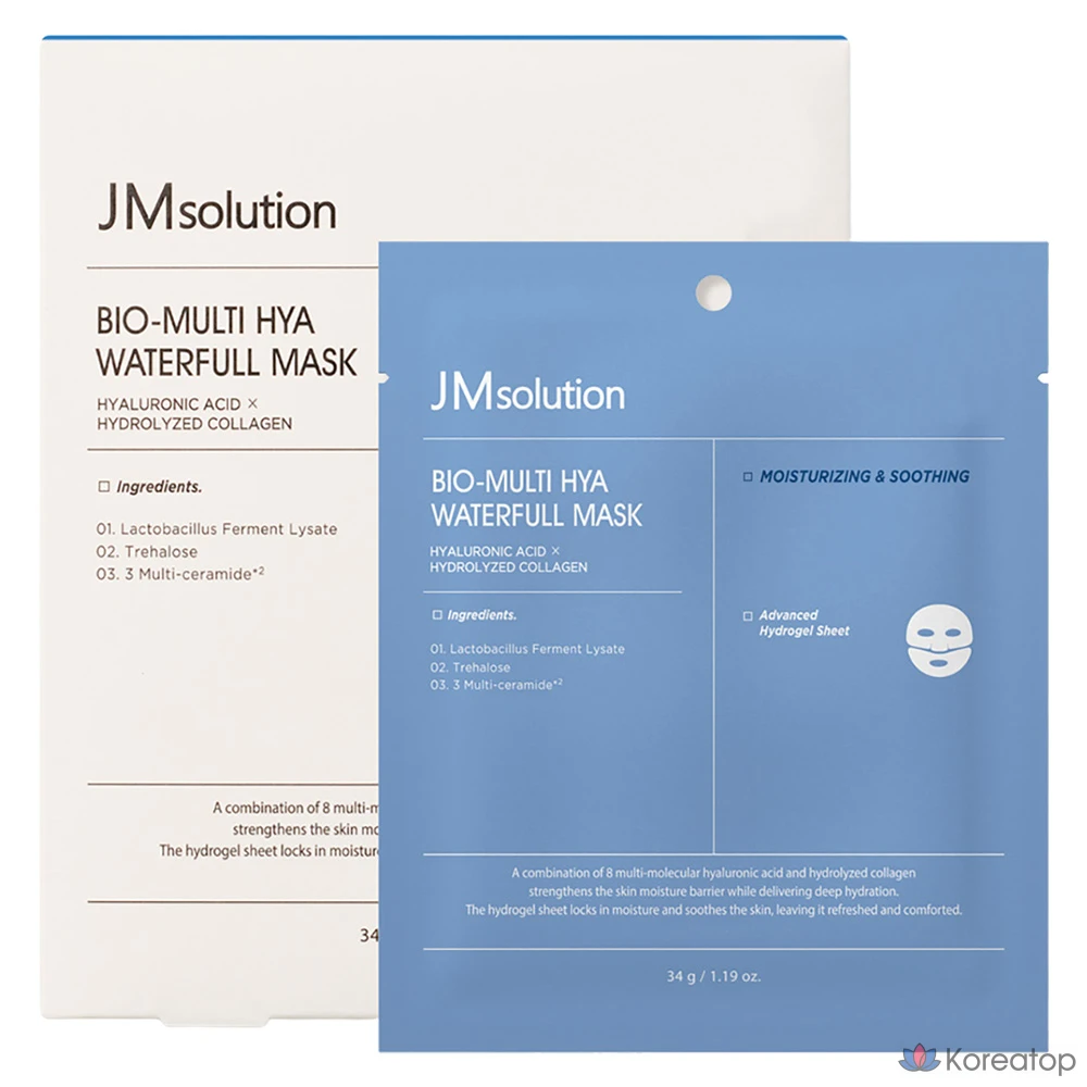 Тканевая маска для лица JM Solution Bio Multi Hyal Waterfull Mask, 34 г, 4 шт.