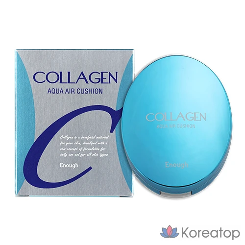 Кушон Enough Collagen Aqua Air Cushion Foundation, оттенок 21 Natural Glow, 15 г, 1 шт.
