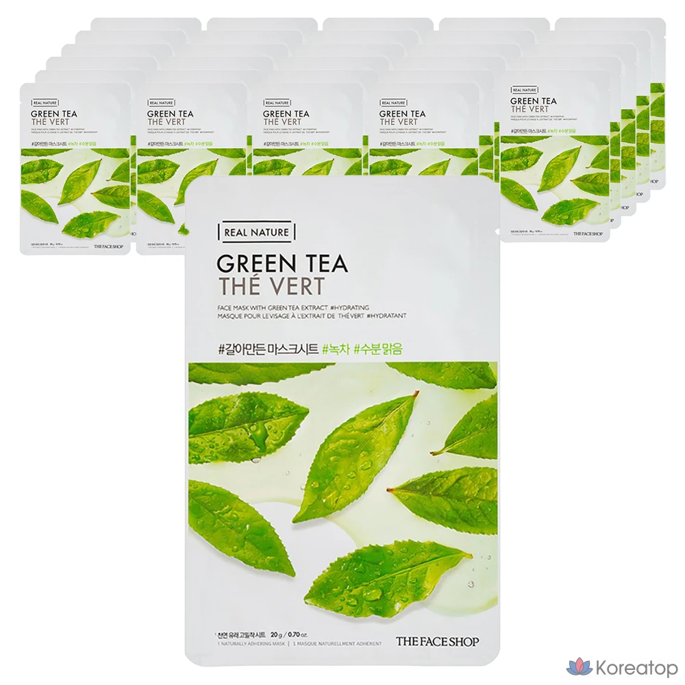 Тканевая маска для лица The Face Shop Grinded Green Tea Mask Sheet, 30 шт.