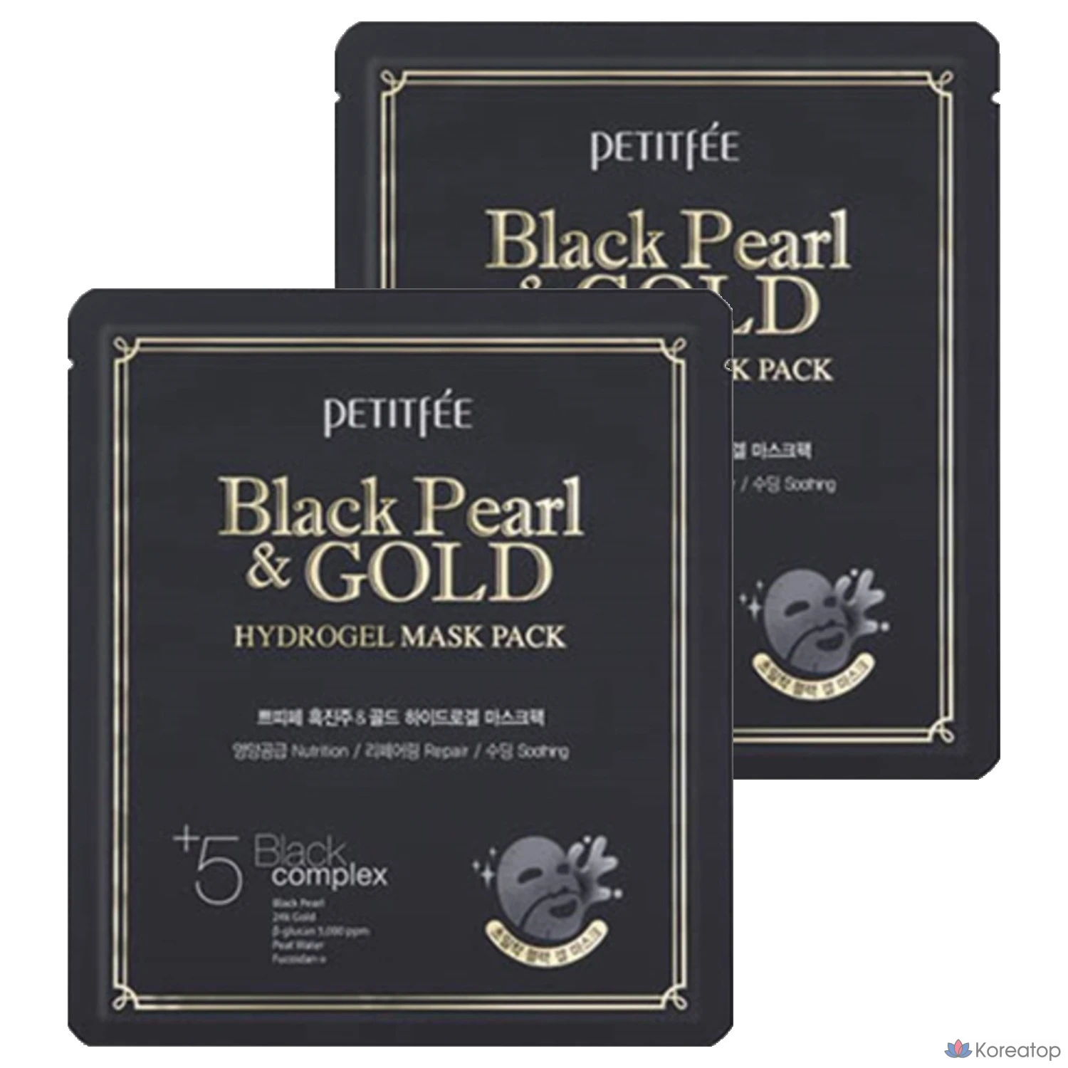 Тканевая маска для лица Petitfee Black Pearl & Gold Hydrogel Mask, 32 г, 10 шт.