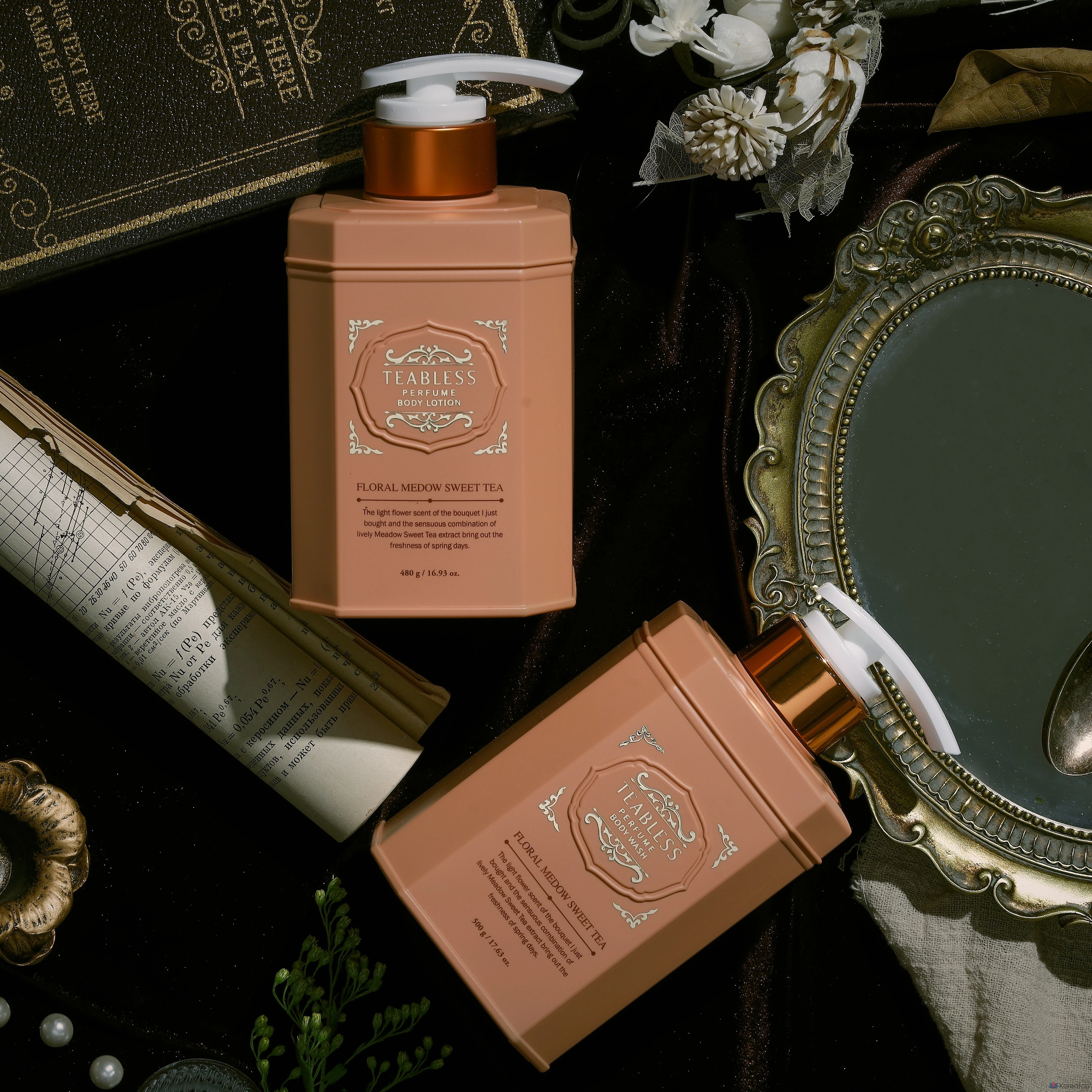 Набор для ухода TEABLESS Floral Meadow Sweet Tea Perfume Body Lotion + Body Wash + Gift Box 3-piece Set, 1 шт.